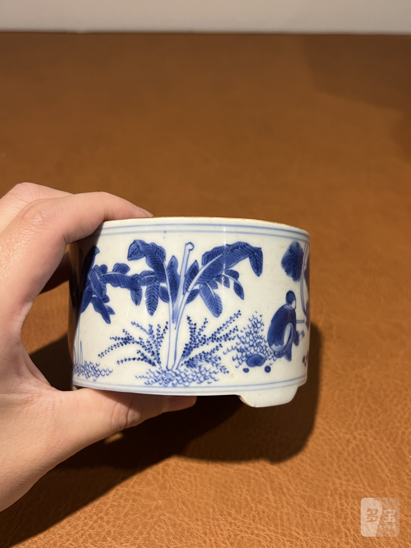 明崇祯 青花高仕人物纹琴炉 - 图4